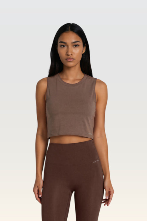 W Moon Air Cropped Tank - Wood