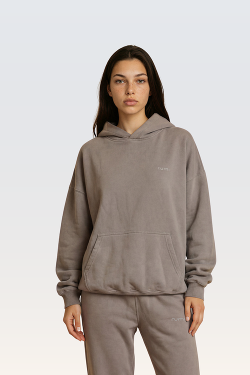 U Moon Dento Sweatshirt Oversize Fleece + Hoodie - Camel