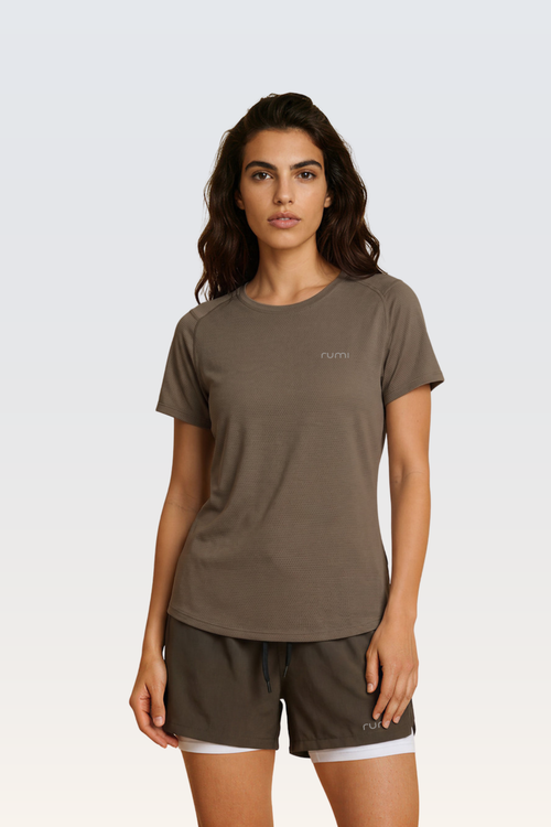 U Sun Fit Tee Waffle - Cocoa