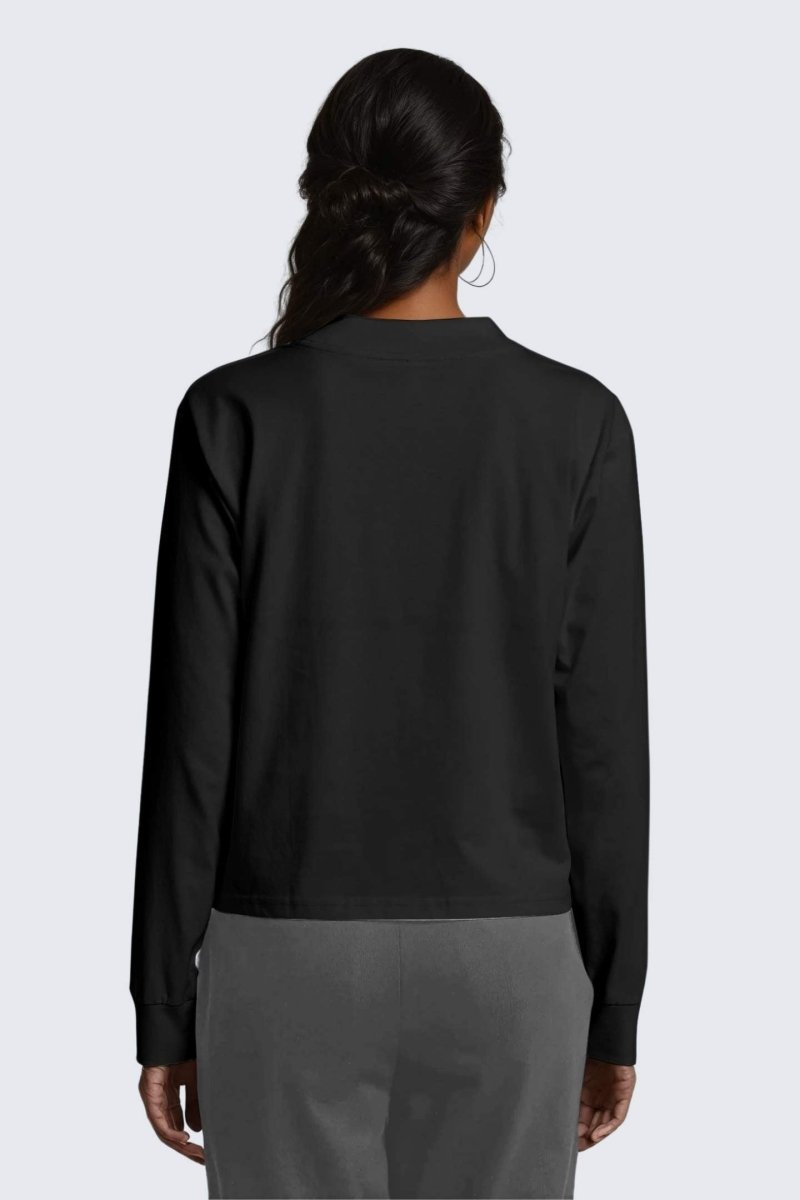Rumi Earth - W Moon Tee Mock - Neck Long - Sleeve - Black - R111222BKP - Tops