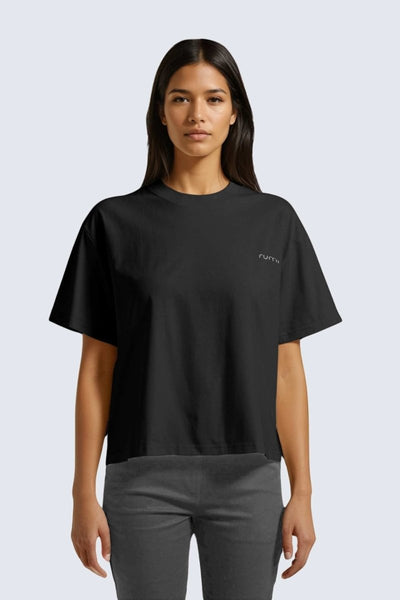 Rumi Earth - W Moon Tee Short Oversize - Black - R111122BKP - Tops