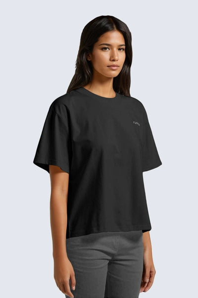 Rumi Earth - W Moon Tee Short Oversize - Black - R111122BKP - Tops