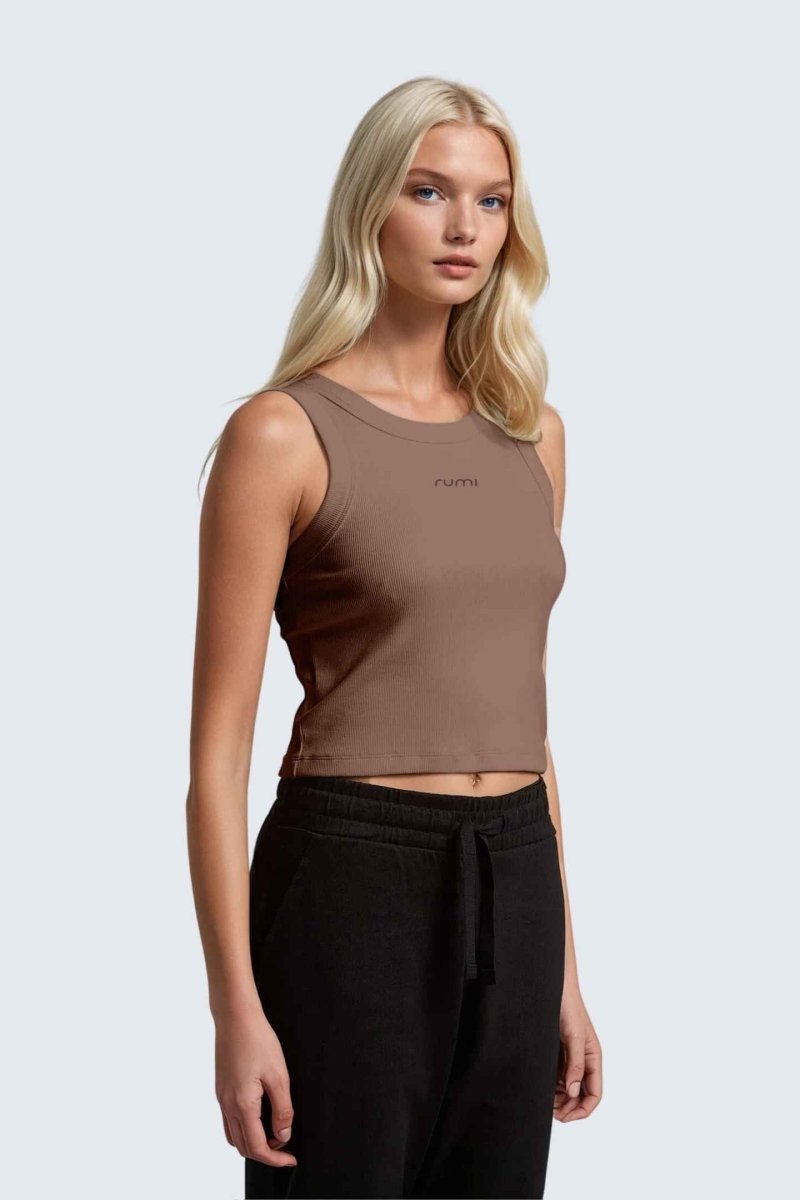 Rumi Earth - W MoonRib Cropped Tank - Rose Deep - R131222RPP - Tops