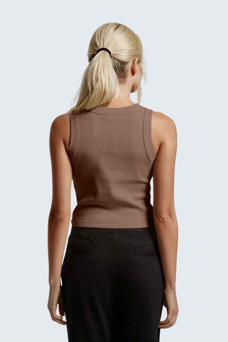 Rumi Earth - W MoonRib Cropped Tank - Rose Deep - R131222RPP - Tops