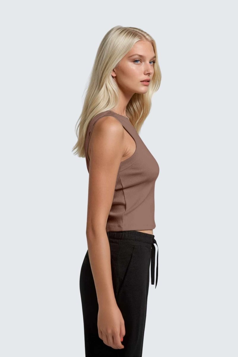 Rumi Earth - W MoonRib Cropped Tank - Rose Deep - R131222RPP - Tops