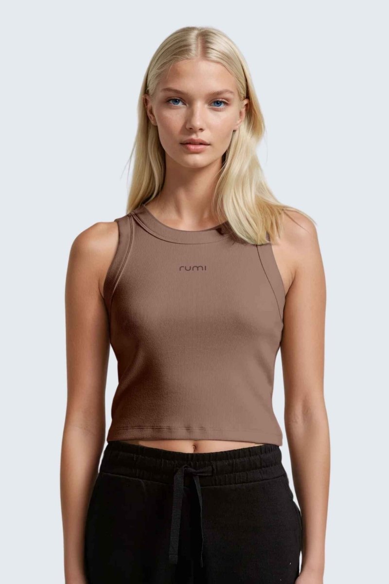 Rumi Earth - W MoonRib Cropped Tank - Rose Deep - R131222RPP - Tops